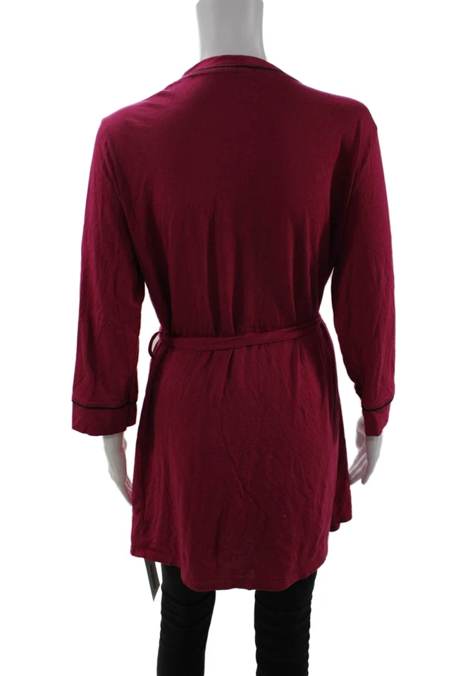 Bata Cosabella Mujer Algodón Manga Larga Atada Cuello en V Rosa Talla M Foto 3 de 4