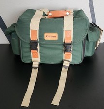 Retro Canon Camera Bag Organizer Green Pockets Shoulder Strap DSLR Carry Case
