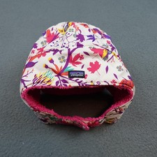 Patagonia Hat Cap Strap Back Youth Small Pink Floral Winter Sherpa Fleece Lined