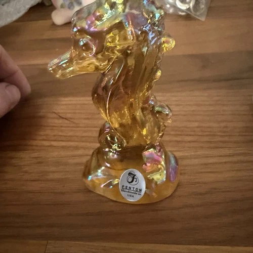 Fenton Seahorse Sea Horse Carnival Glass Figurine #1098 Signed Randy Fenton