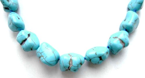Collar BARROCO Azul Claro TURQUESA 15-20 mm para Mujer Gargantillas 18" Joyería - Imagen 3 de 4