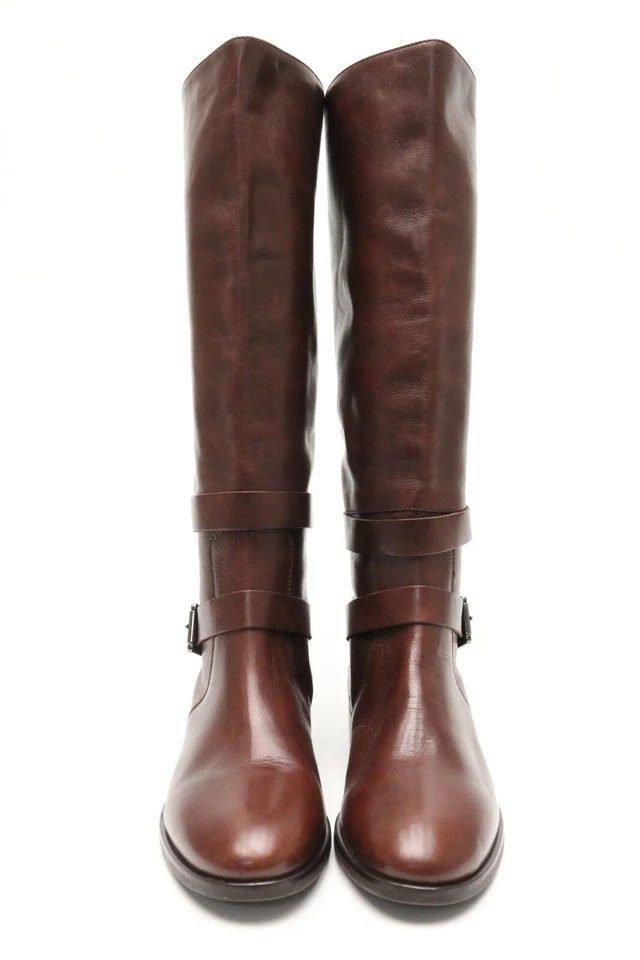 Mujeres Sarah Jessica Parker Cuero Marrón Oscuro Montar Botas Altas Zapatos Talla 37.5 Foto 3 de 4