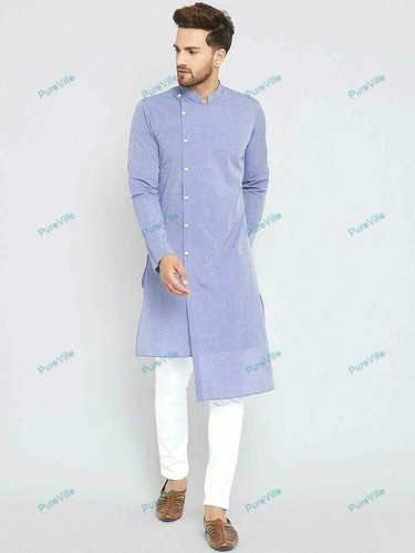 Kurta Pour Homme SKAVIJ - Tunique En Coton Manches Longues, Style Décontracté, Coupe Ample, Plusieurs Couleurs - 5