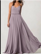 Jenny Yoo Collection Inesse Lilac Gown Dress Criss Cross Back V Neck Sexy Size 0