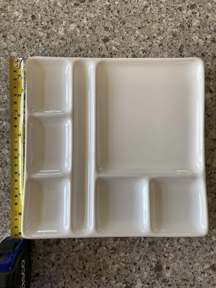 CRATE & BARREL 9” Square White Fondue Sushi Plate Dish *NEW* - Image 2 of 4
