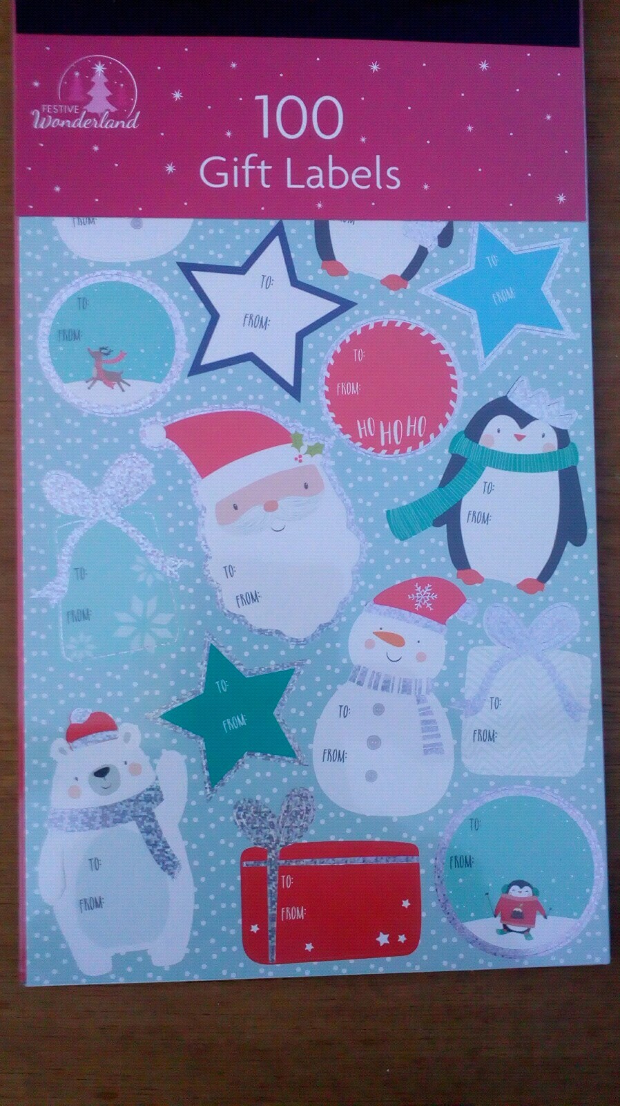 100 mixed Christmas self adhesive gift labels. Present wrapping sticky gift tags