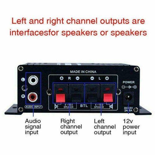 400W Mini HiFi Numérique Amplificateur Audio Stéréo Usage Domestique Mic Ra L2X2 - Imagen 10 de 12