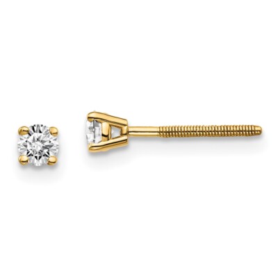 3mm 14k Yellow Gold .20ct. VS2/SI1 G-I Diamond Stud Thread on/off Post Earrings