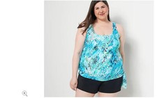 Kim Gravel x Swimsuits For All Blouson Top and Shorts Set Animal Print NEW sz 12