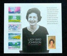  2012  #4716 Lady bird Johnson Beautiful America forever stamps Mint pane of 6 