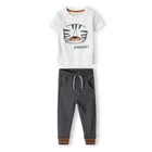 Baby Outfit Boy Joggers Child 3 Sizes T Shirt Pants Set Boy Grey White Tige
