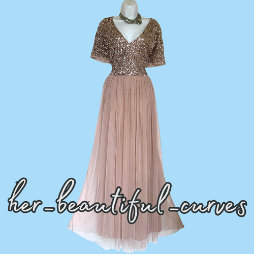 MAYA DELUXE MAXI SEQUINS EVENING OCCASION PARTY DRESS SIZE 20 new with tags - Picture 5 of 11