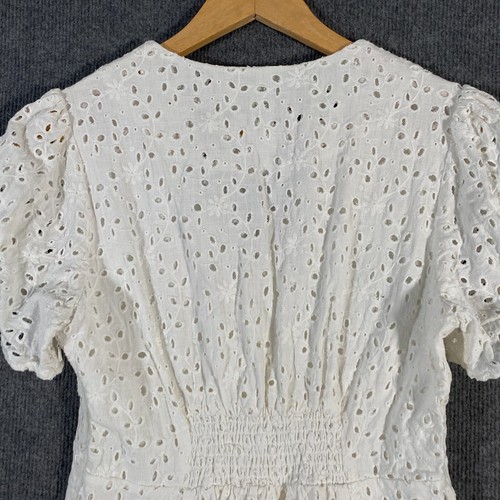 Forever New Dress Womens 10 White A Line Broderie Anglaise Formal Evening Flowy - Picture 13 of 13
