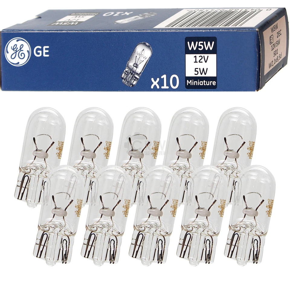 4X 10 Pz. GE GENERAL ELECTRIC W5W 12V 5W N SOCKET W21X95D - Immagine 2 di 4