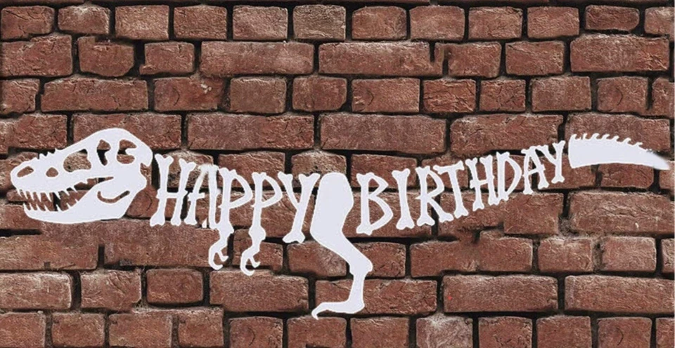 Guirnalda de fiesta con tema de banderín de huesos de feliz cumpleaños de dinosaurio decoración para niños Foto 4 de 4