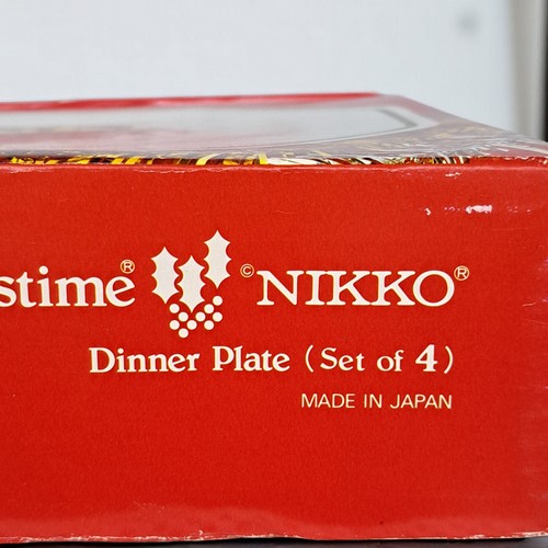 Set of Four Nikko CHRISTMASTIME Octagonal Dinner Plate Porcelain Japan 11” box - Picture 7 of 8