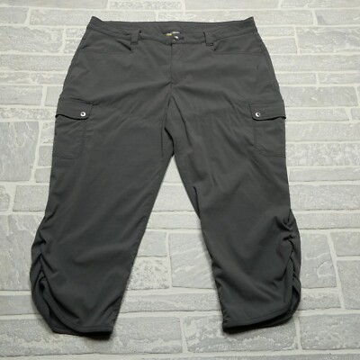 Eddie Bauer Travex Pants Womens Size 12 Gray Nylon Stretch Cargo Carpi Travel