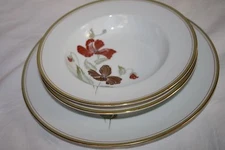NORITAKE JAPAN "CELESTE" (2) RIMMED SOUP BOWLS 8 1/4" & (1) DINNER PLATE 10.5"