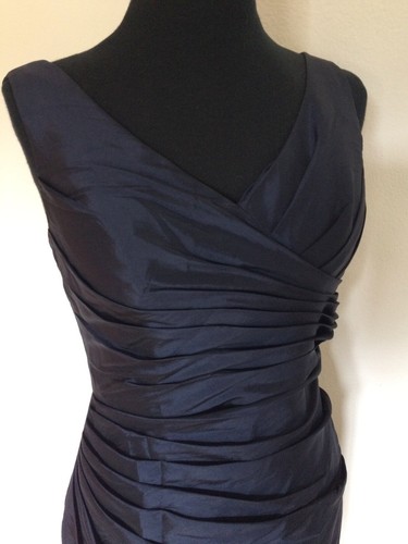 NEUES UNGETRAGENES Abendkleid, Ballkleid, Etuikleid, Gr. 34, dunkelblau gerafft - Bild 2 von 6