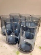 SALE! WAS 32. VTG 8PC BOLERO BLUE LIBBEY 6OZ JUICE GLASSES 1970S