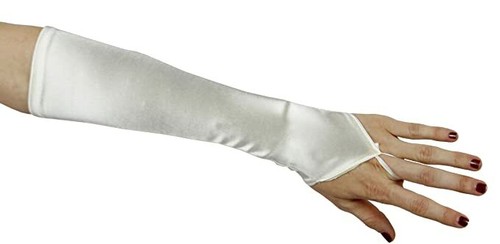 11" Women Satin Fingerless Gloves Evening Dress Wedding Bride Bridal Opera Prom - Picture 5 of 14