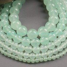Natural 6/8/10/12/14mm Light Green Jade Round Gemstone Loose Beads 15''