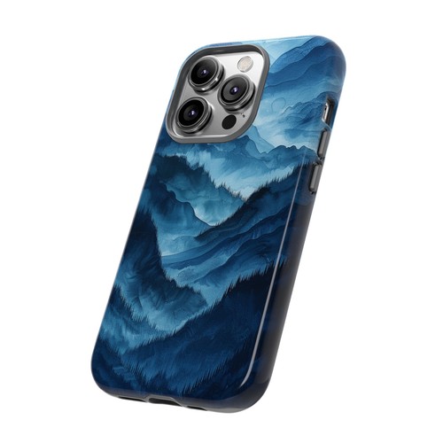 For iPhone / Galaxy / Pixel | Phone-Ink Case - Blue Forest Mountain Watercolor - 第 36/139 張圖片