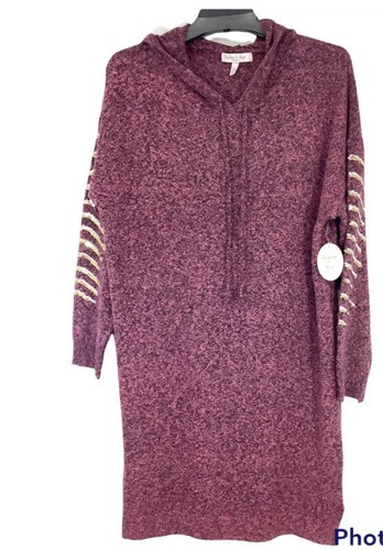 Rose Hooded Marled Knit Sweater Dress 