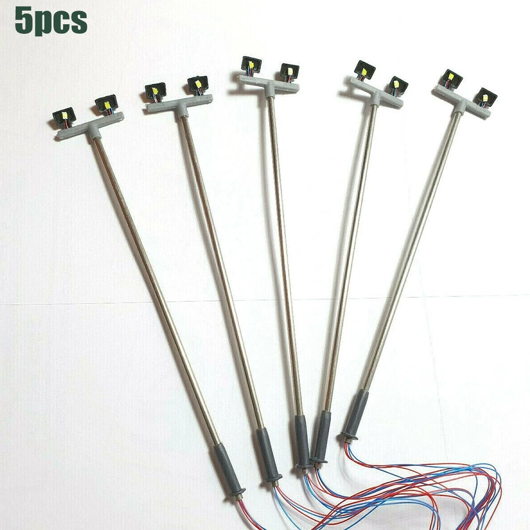 5 Model Railway Yard Lights Twin LED Flood Lights for OO 00 Gauge Scale