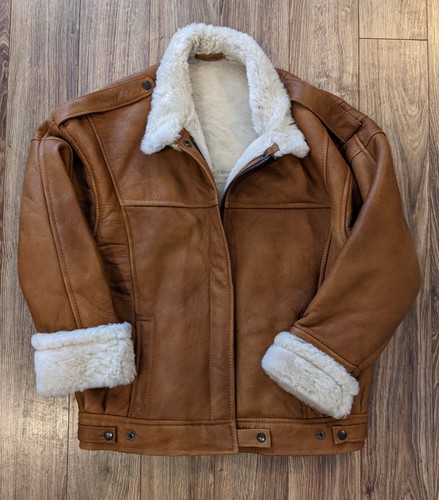 Real Sheepskin Cognac Leather Aviator 