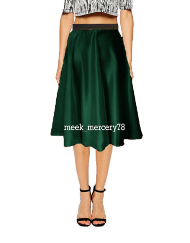 Classic Women New Style Fancy Skirt Satin Perry Elastic Waist Midi skirt S35 - Picture 10 of 45