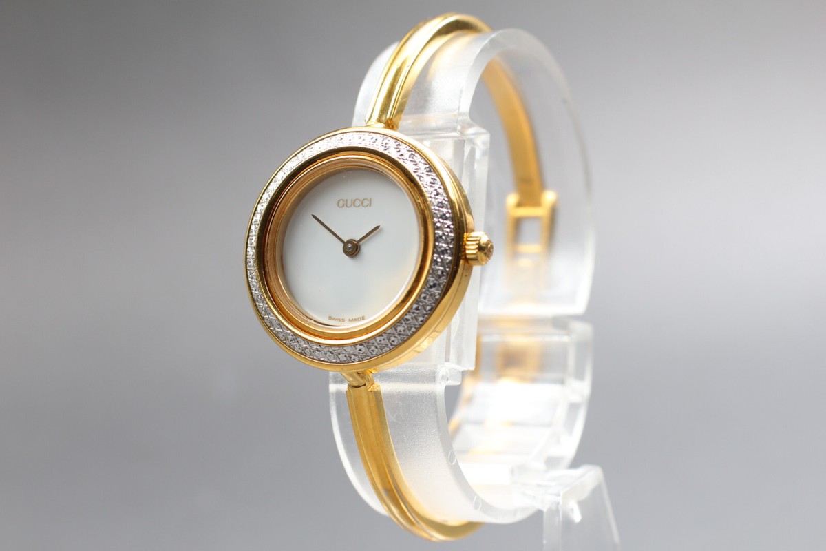 Diamond cut [NEAR MINT] Gucci 11/12.2 Change Bezel QZ Woman's