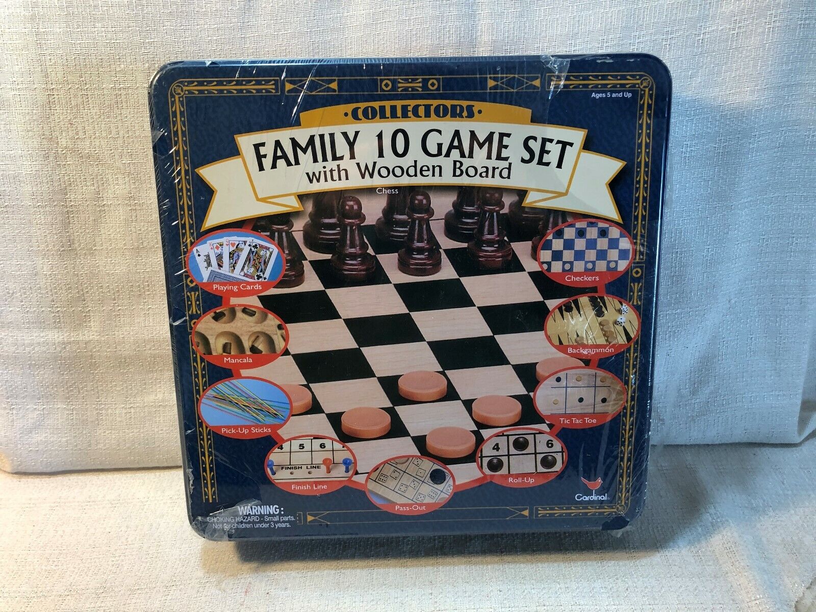  Classic Wood Family 10 Game Set Black & Gold Board Game : Toys  & Games