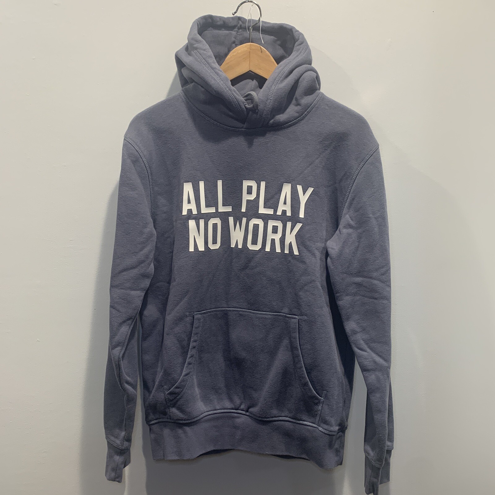 Hu0026amp;M Divided Menu0026#039;s ALL PLAY NO WORK Long Sleeve Pullover Hoodie  Size X Small | eBay