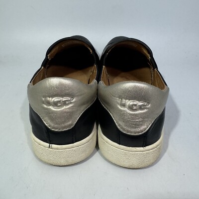 UGG Womens Cas 1019108 Black Leather Low Top Slip On Sneaker Shoes