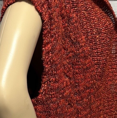 Chico's Gr. 3 ärmellose Strickjacke Pullover rot meliert Seidenmischung vorne offen Strick - Bild 5 von 13