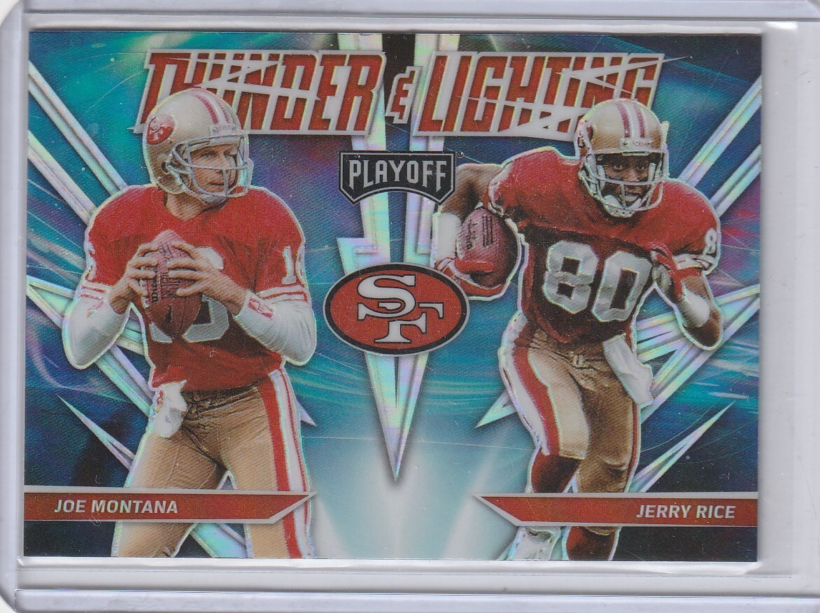 JOE MONTANA /JERRY RICE 2021 Panini Playoff Silver Prizm Thunder & Lightning