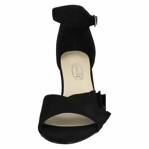 Ladies Spot On 'F10847' Black Microfibre Mid Heel Formal Sandals - Picture 18 of 18