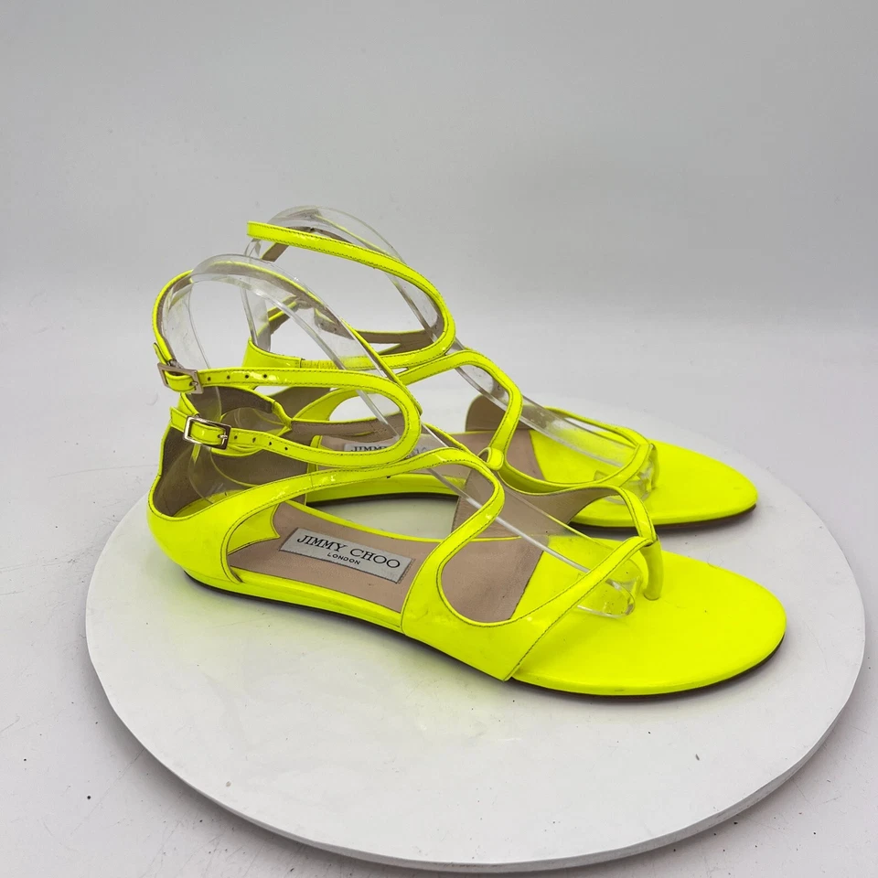 Jimmy Choo Mujer Talla EU 39 US 9 Impactantes Zapatos Gladiador Amarillo Charol Foto 4 de 4