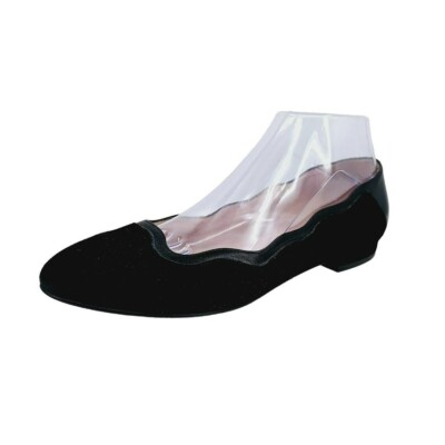 French Sole FSNY Gambler Scalloped Ballet Flats 7 B Black Suede Leather Classic