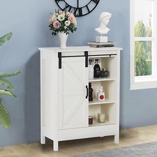 Wooden Floor Cabinet Freestanding Bathroom Storage Cabinet Unit Home Decor White