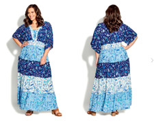 Avenue ~ Daisy Tiered Maxi Dress (in blues) ~ Size 18