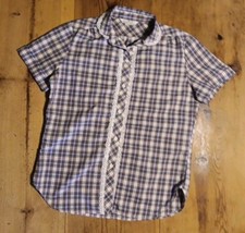 Vtg MJ Concepts in Sportswear Juniors 13 Button Front Ruffle Plaid Lace Coquette