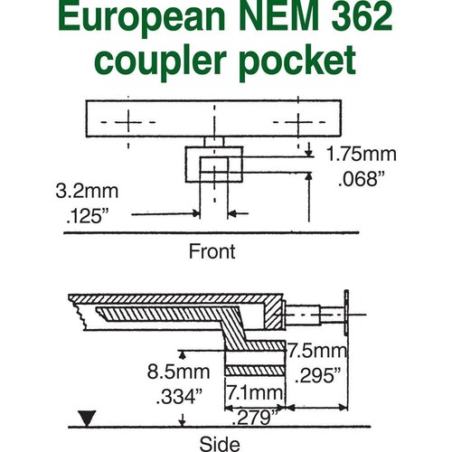 Kadee HO scale #18 European NEM Medium (8.63mm) magne-matic coupler ~ 2 Pair New - Picture 4 of 4