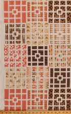 Geometric Squares Ecru Abstract Modern Neutrals Cotton Fabric Print BTY D384.23