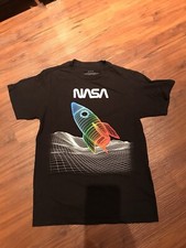 Boys NASA Black 100 Cotton Short Sleeve T-Shirt L Large EUC