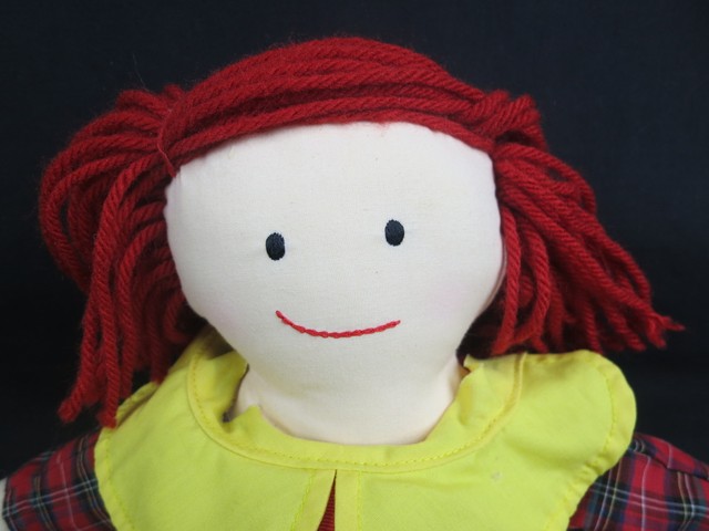 EDEN MADELINE DOLL RED PLAID DRESS YARN HAIR APPENDIX SCAR PLUSH STUFFED TOY | eBay