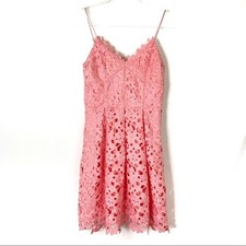 Adelyn Rae Pink Lace Applique V-Neck Spaghetti Strap Mini Dress Womens Small