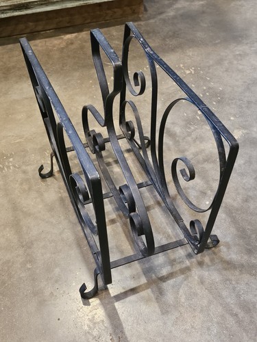 VINTAGE Arts & Crafts Spanish Revival Black Iron Magazine Rack c1920s ...