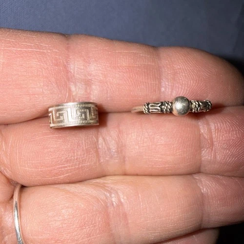 VTG Sterling Silver Greek Key Ear Cuff Earring & Toe Ring 925